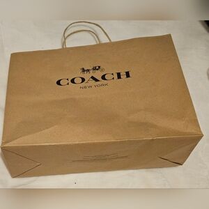 Coach Packaging Set. Coach Brown Shopping Bag, Coach Box and 2 Stickers.